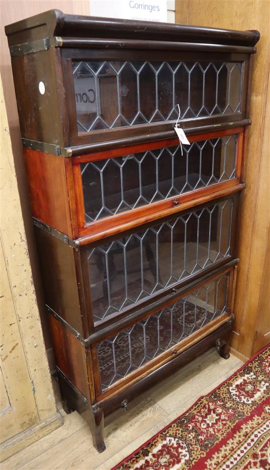 A Globe Wernicke four section mahogany leaded glazed bookcase W.86cm